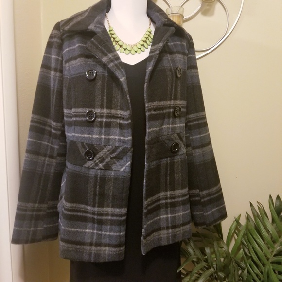 Epic Threads Other - Epic Threads Plaid Peacoat Wool Blend EUC